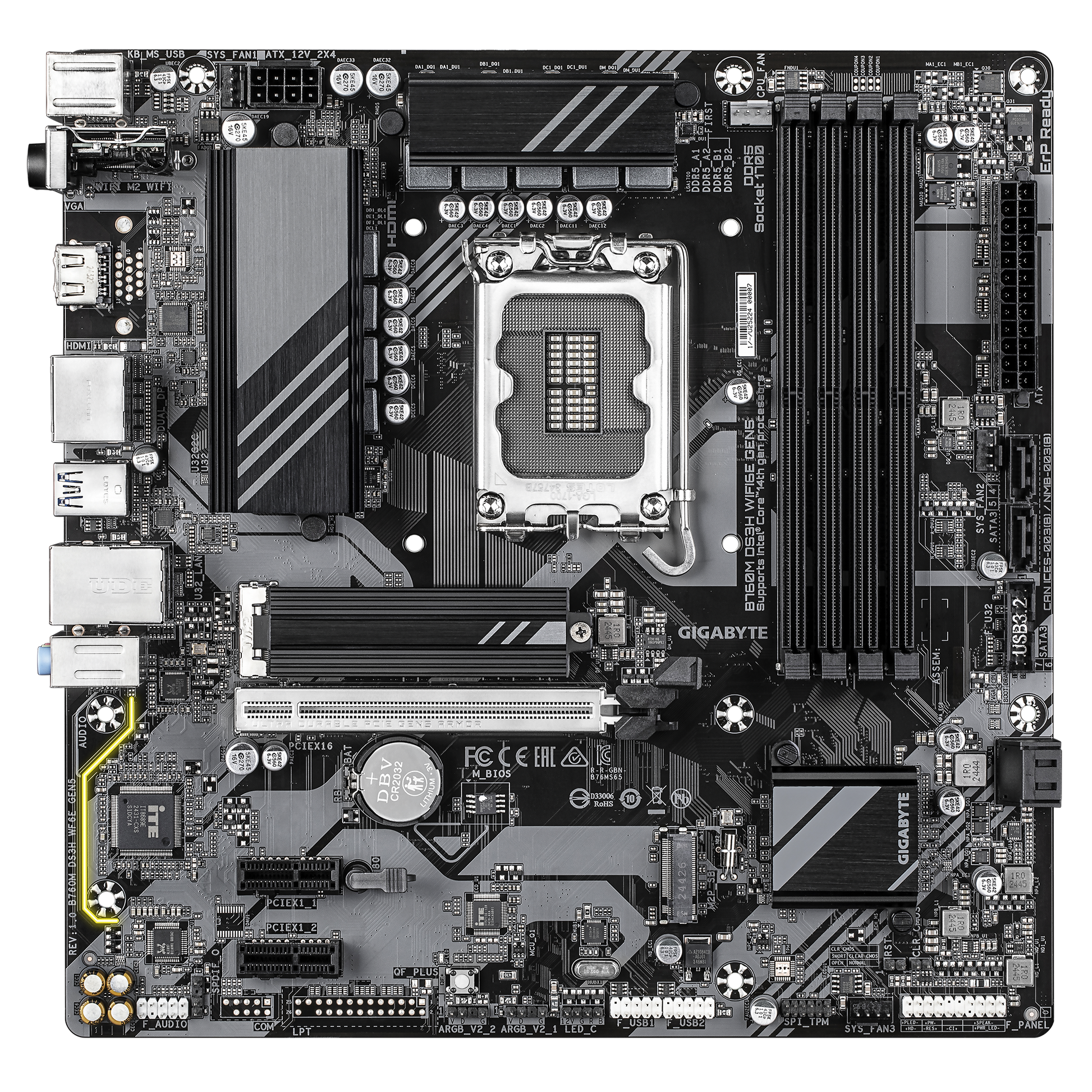 Gigabyte B760M DS3H WiFi6E Gen5 Motherboard with WiFi 6E connectivity