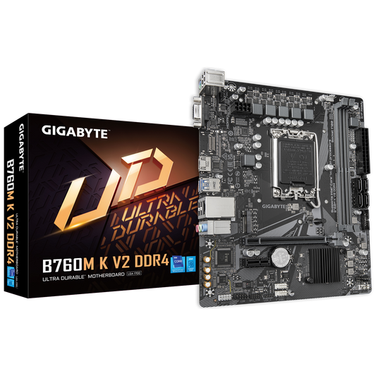 Gigabyte B760M K V2 DDR4 Intel B760 Micro-ATX Motherboard — LGA1700 | DDR4 | PCIe 4.0
