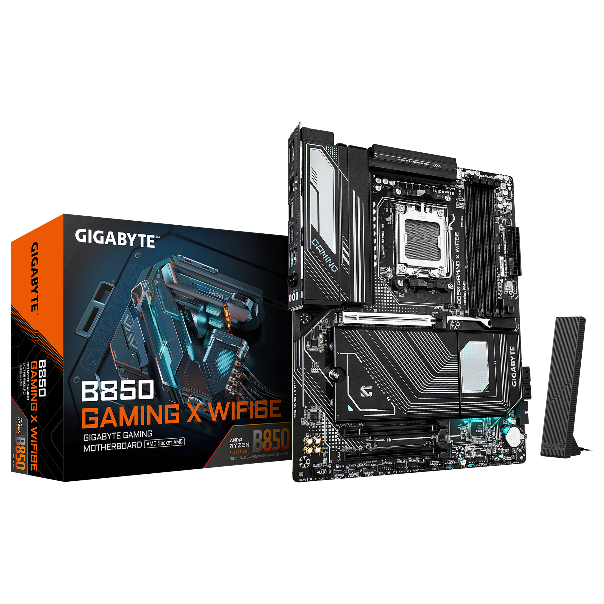 Gigabyte B850 Gaming X WiFi Motherboard ATX layout with AM5 socket