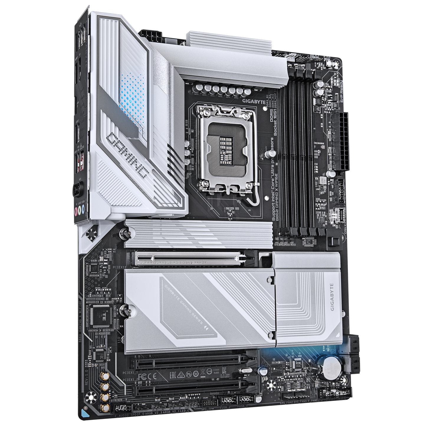 Gigabyte B860 Gaming X WiFi6E Motherboard with storage and expansion layout
