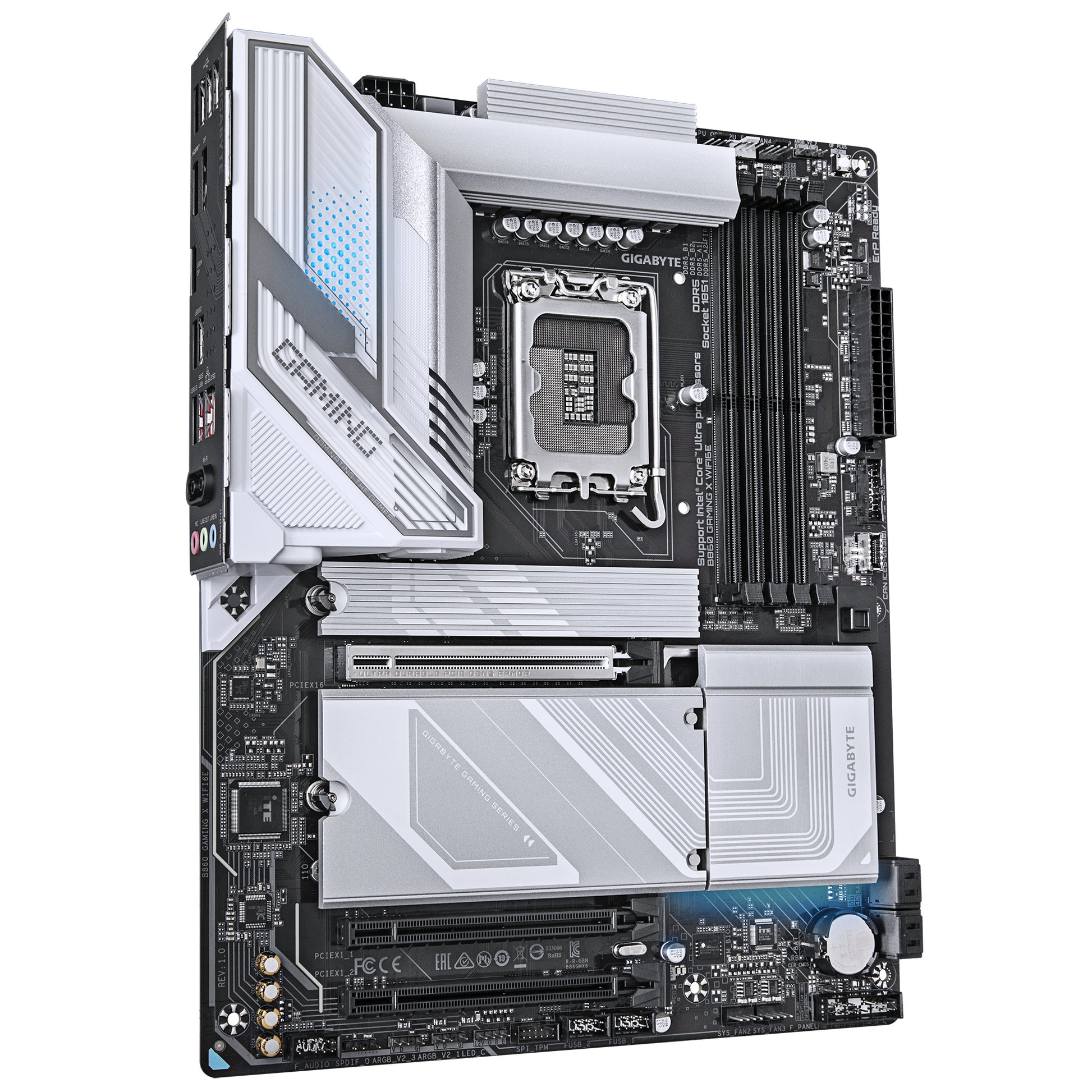 Gigabyte B860 Gaming X WiFi6E Motherboard with storage and expansion layout