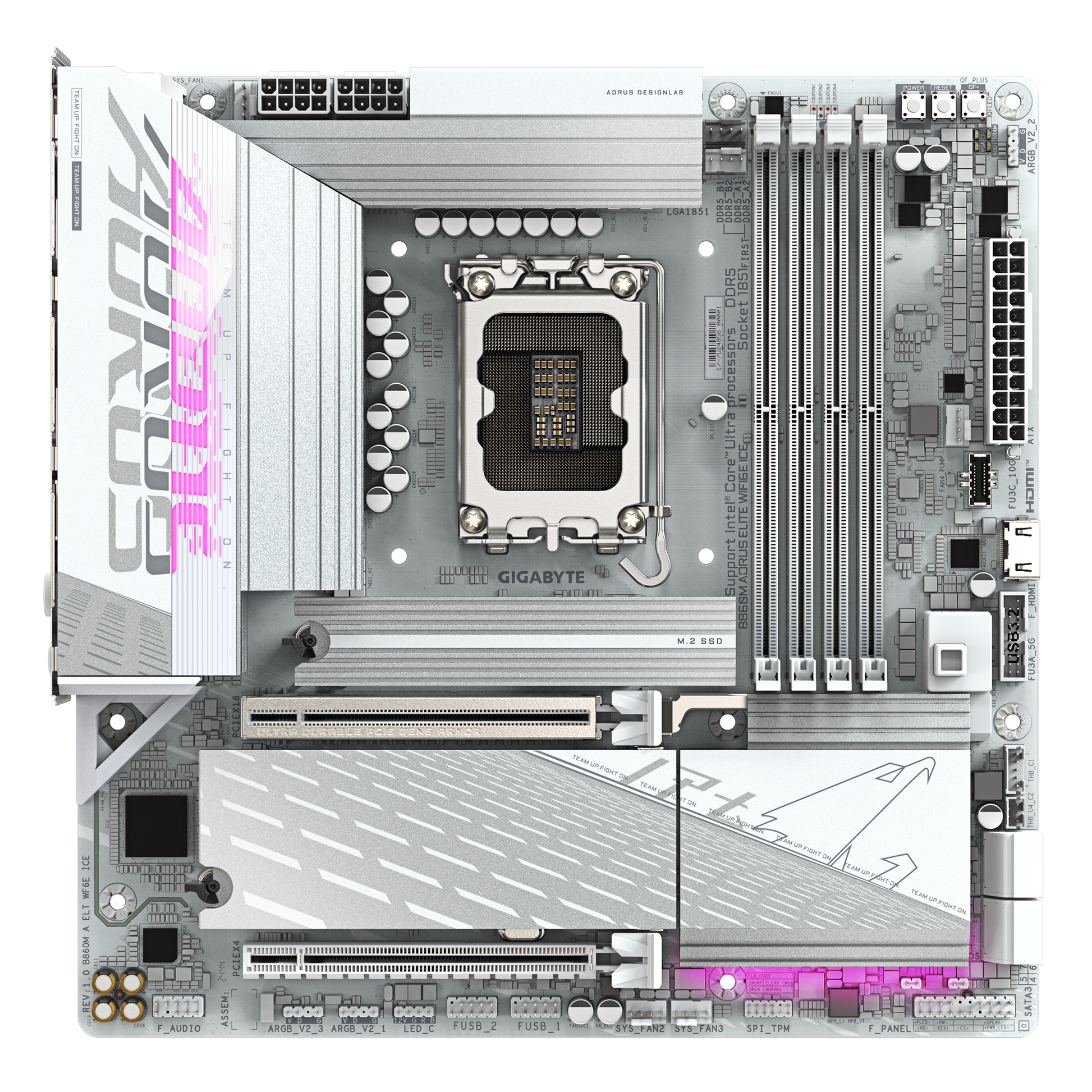 Gigabyte B860M Aorus Elite WiFi6E Ice Motherboard with thermal design