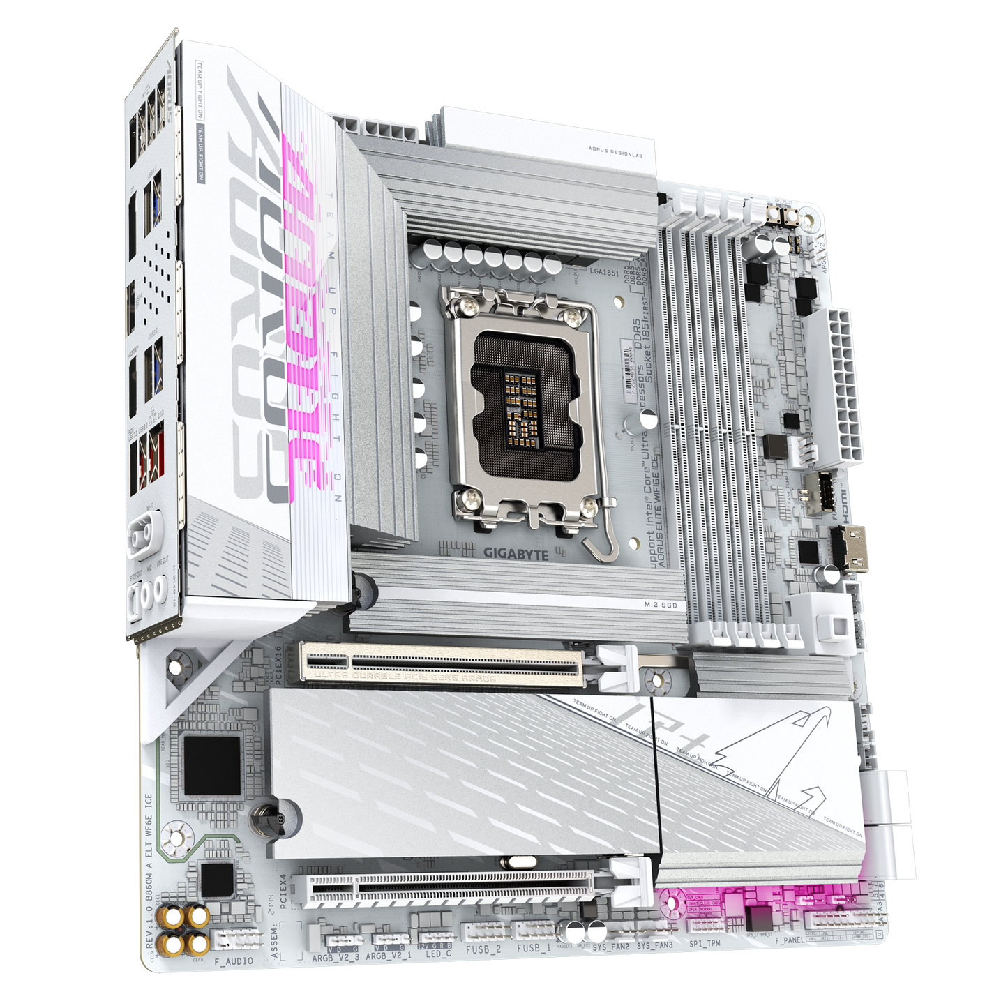 Gigabyte B860M Aorus Elite WiFi6E Ice Motherboard with high-speed networking features