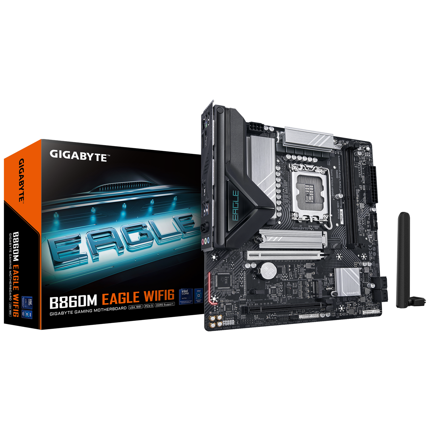 Gigabyte B860M Eagle WiFi6 Motherboard compact micro-ATX board with a CPU socket