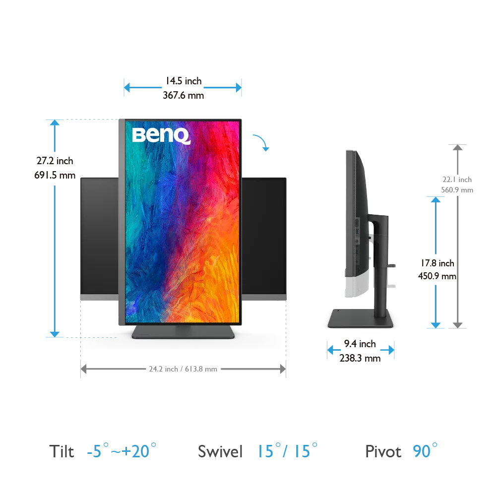 BenQ PD2706U (27-inch 4K UHD P3 DisplayHDR 400 USB-C Designer Monitor)