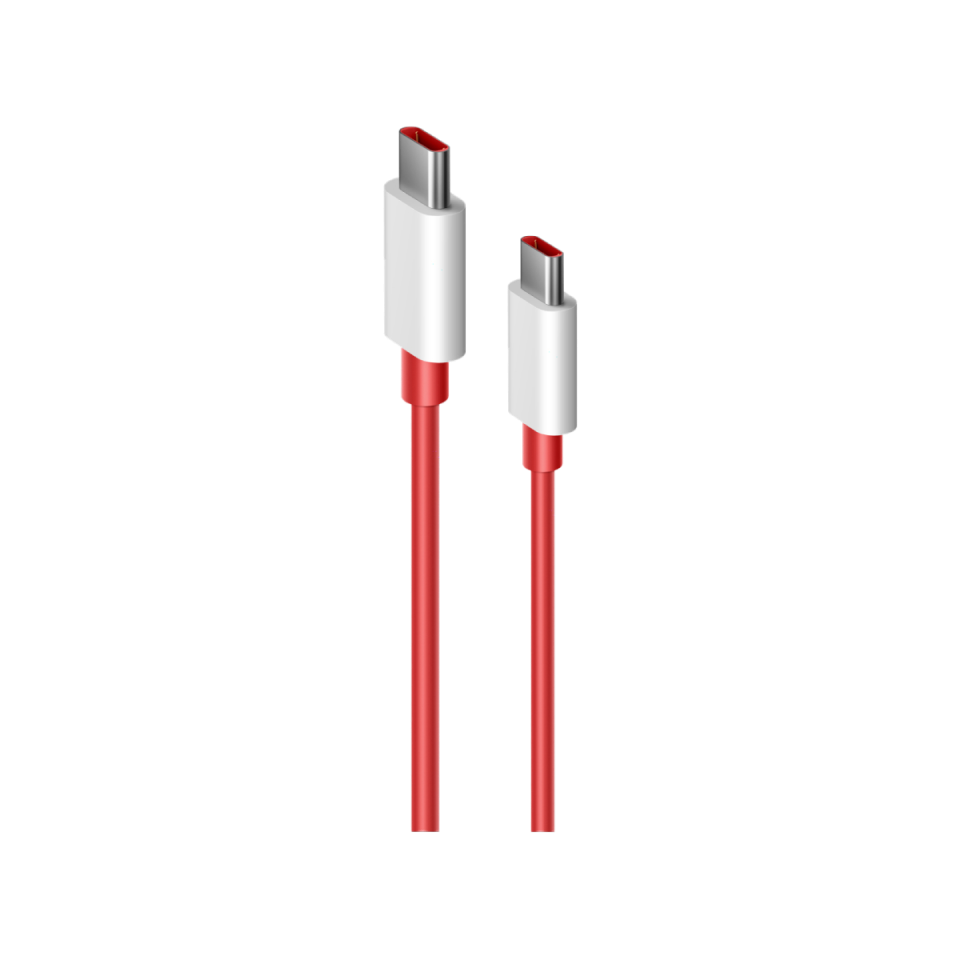 OnePlus SUPERVOOC Type-C to Type-C Cable — 65W Fast Charging | 6.5A@10V | 480Mbps Data Transfer | Silicon Coating | Copper + Nickel Internal | Tangle-Free | 1-Year Warranty (Red, 100cm / 150cm)
