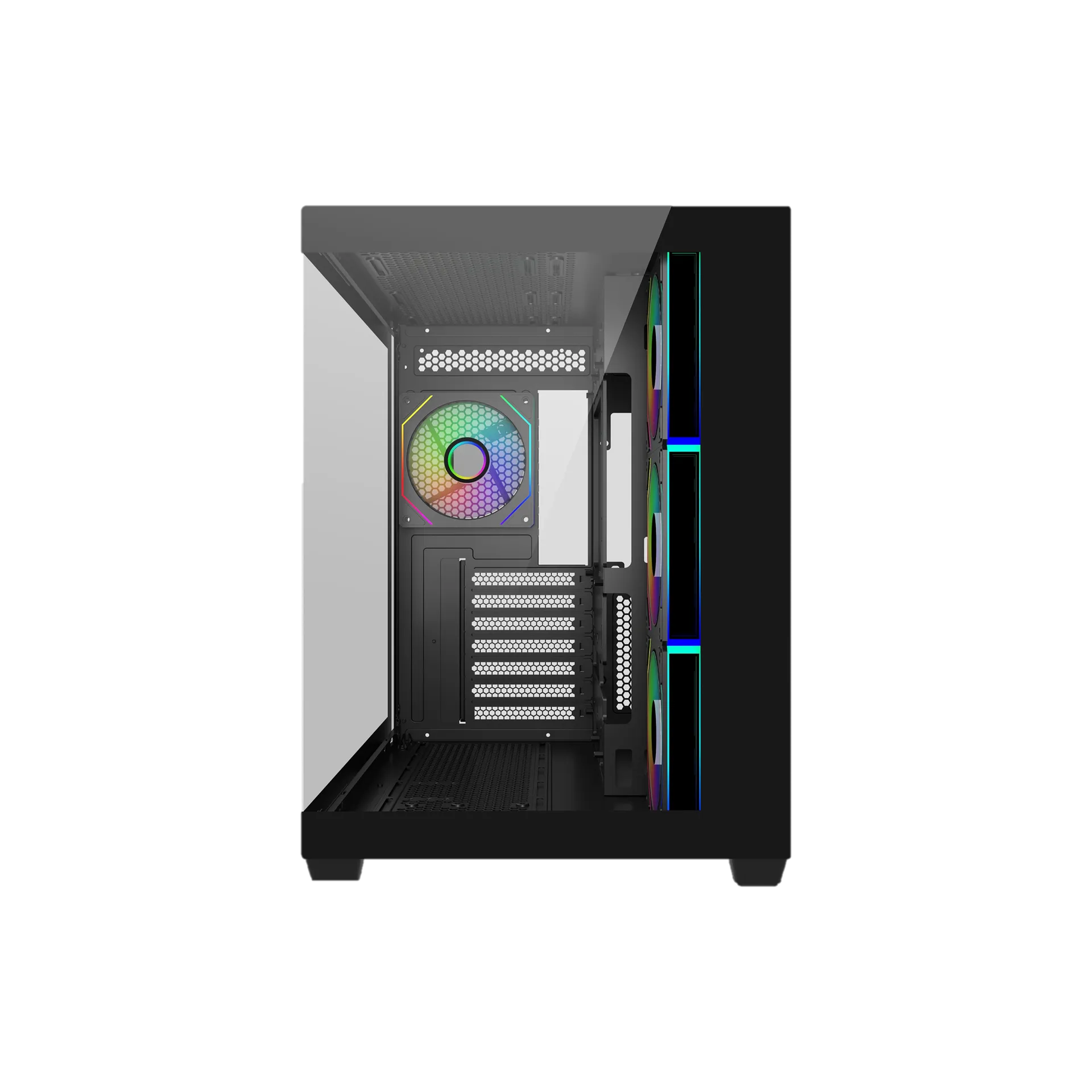 Cooler Master Elite 681 Black Front View featuring a Sophisticated Brushed Texture Finish
