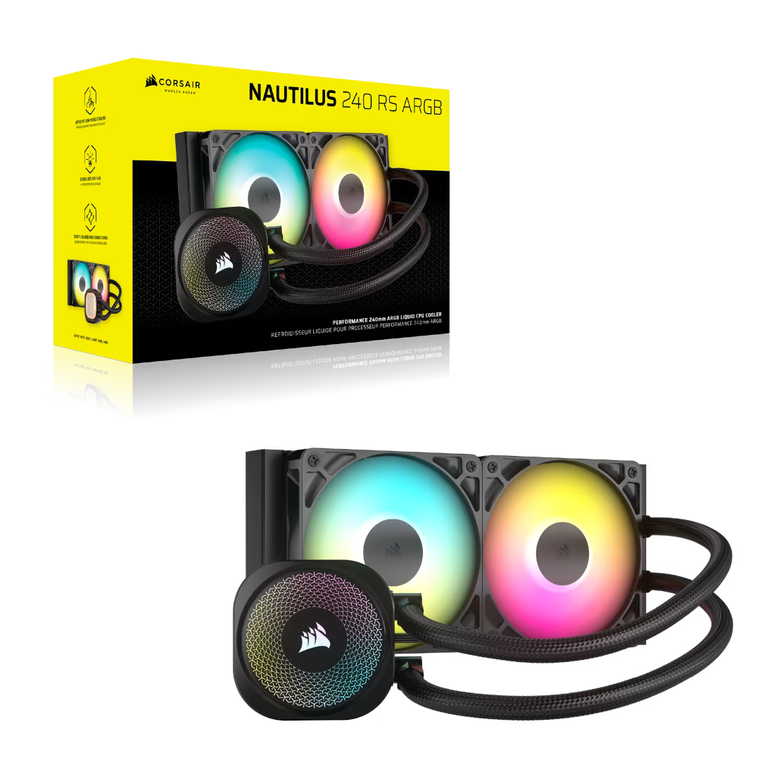 Corsair Nautilus RS ARGB AIO Liquid CPU Cooler — Black | 240mm / 360mm | Intel LGA1851/1700 / AMD AM5/AM4