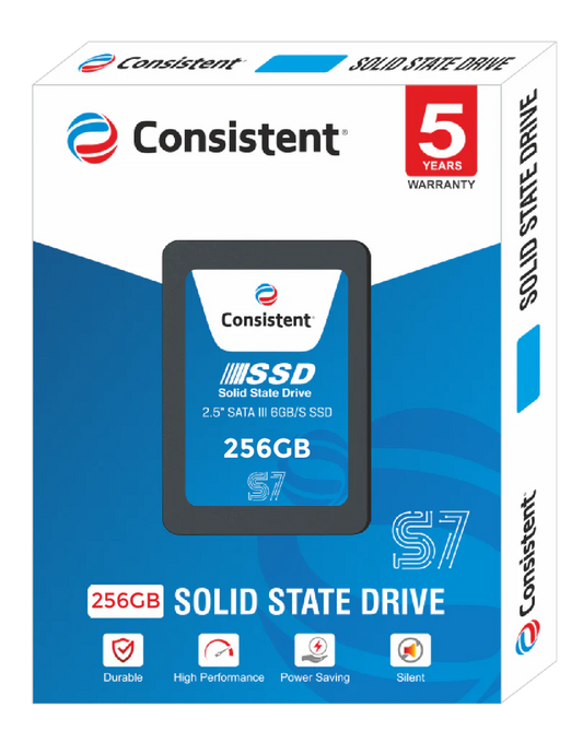 Consistent 256GB 2.5" SATA III SSD — Up to 550 MB/s Read | 500 MB/s Write | 5-Year Warranty