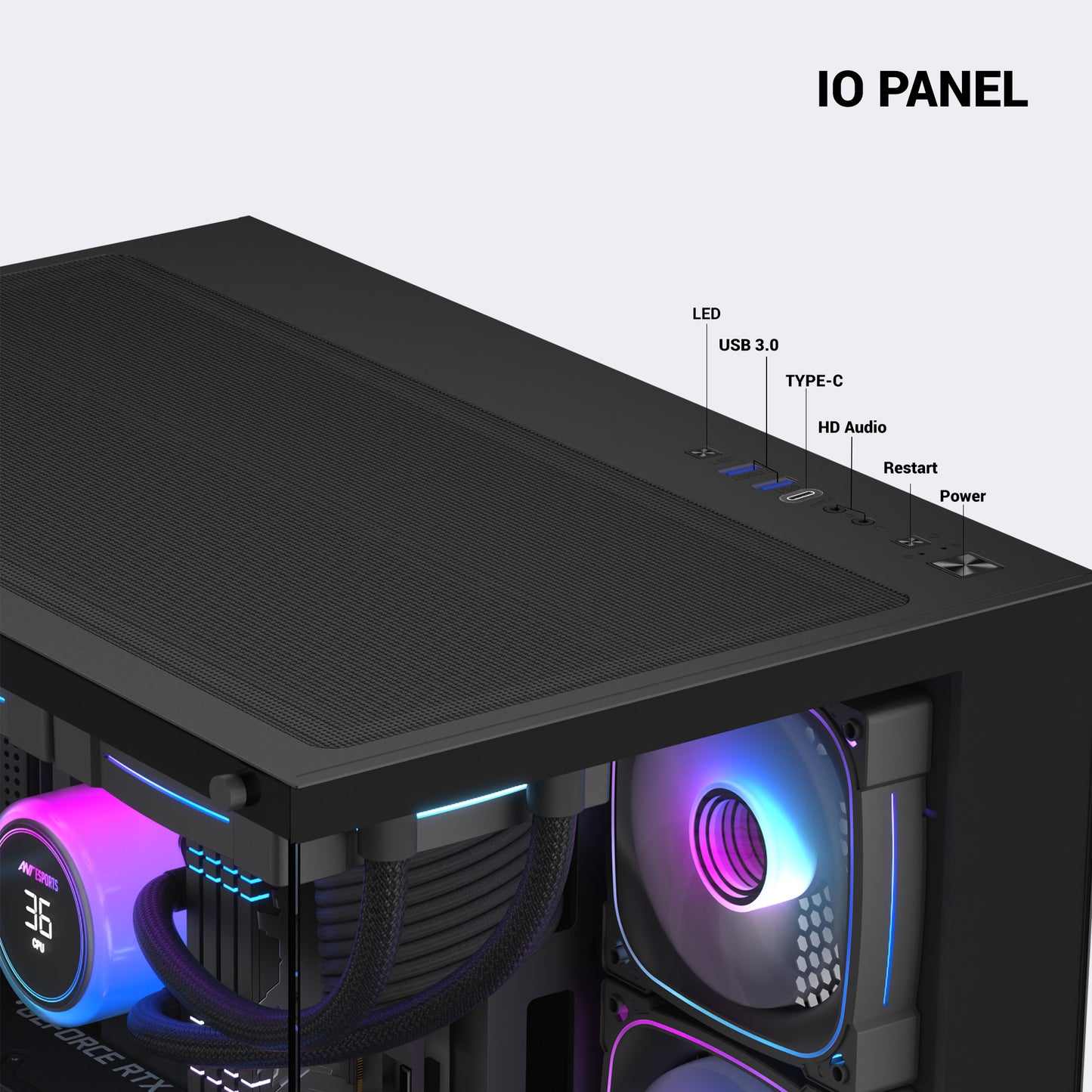 Ant Esports Crystal X7 Pro Max Mid-Tower ATX / Micro-ATX / Mini-ITX Gaming Cabinet – Black (7× 120mm RGB Fans)