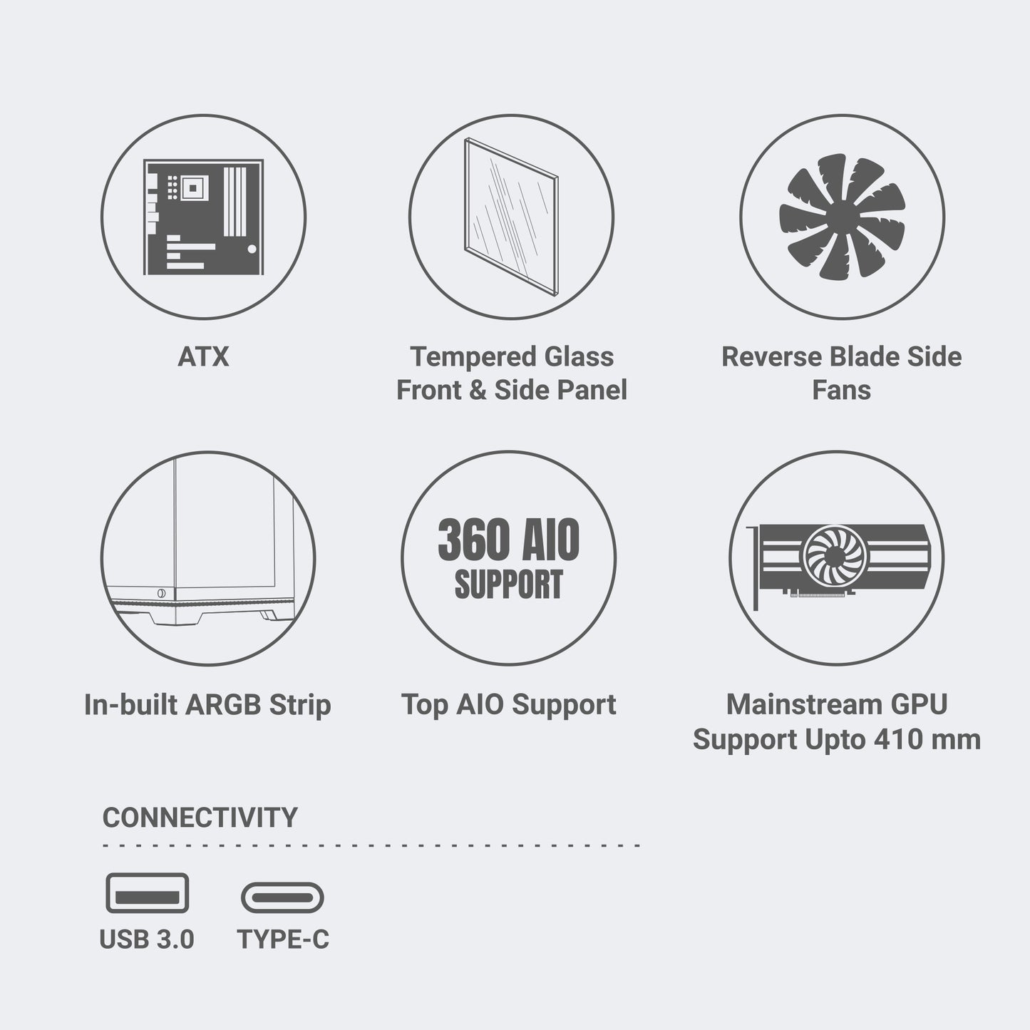 Ant Esports Crystal X7 Pro Max Mid-Tower ATX / Micro-ATX / Mini-ITX Gaming Cabinet – Black (7× 120mm RGB Fans)