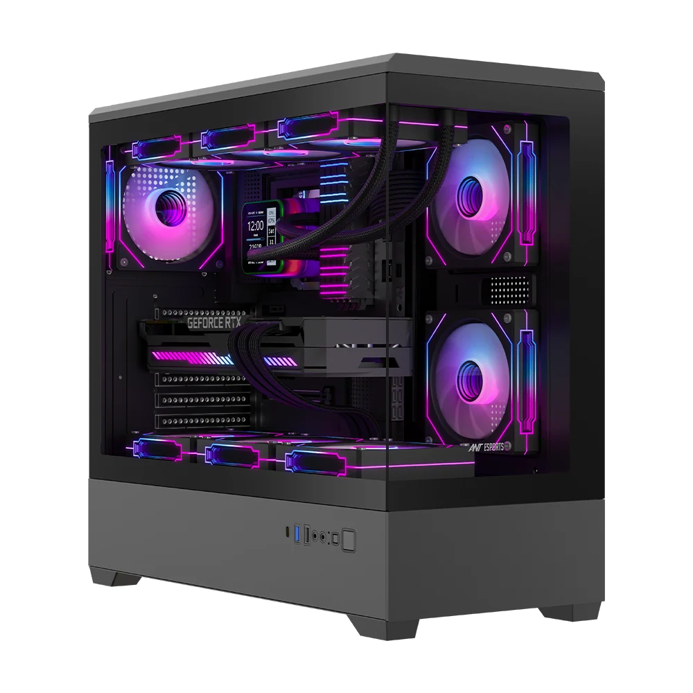 Ant Esports Crystal X6 Lite Gaming Cabinet (AESP0409) — E-ATX/ATX/M-ATX/M-ITX | 6 Pre-Installed Fans | 430mm GPU Support | 360mm AIO | USB-C I/O | 1-Year Warranty