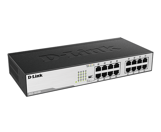 D-Link DGS-1016D 16-Port Gigabit Unmanaged Desktop Switch — Fanless | DIP Switch | D-Link Green | MTCTE Certified