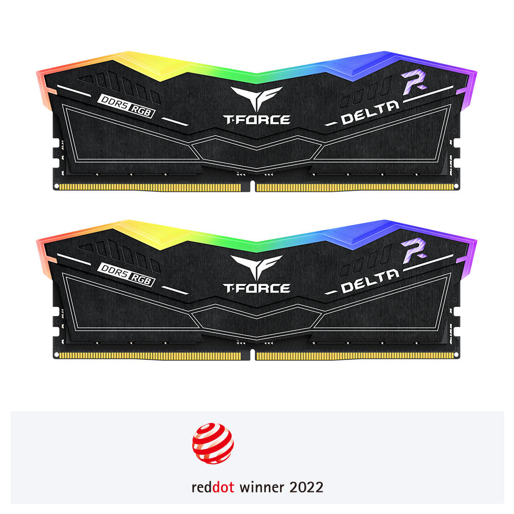 T-FORCE DELTA RGB DDR5 Desktop Memory — Black / White | 32GB / 64GB | 6000MHz CL30 / CL38 | Intel XMP 3.0 / AMD EXPO