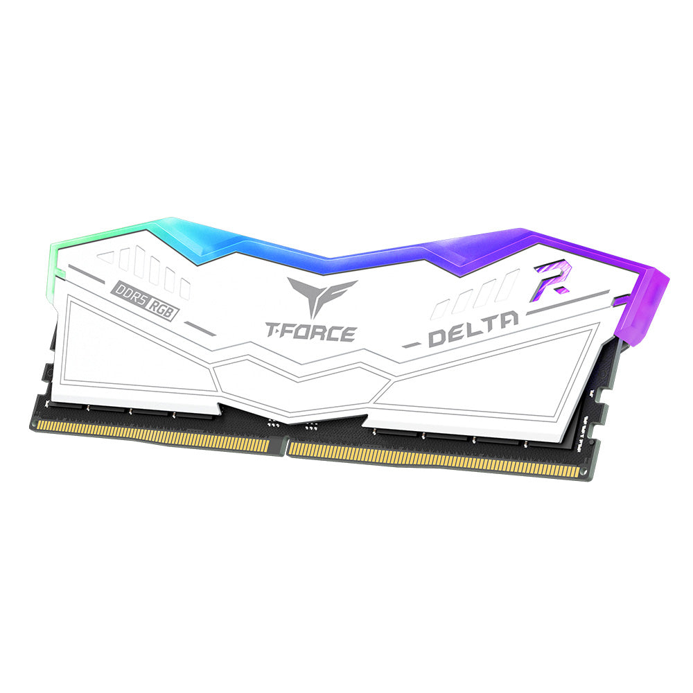 T-FORCE DELTA RGB DDR5 Desktop Memory — Black / White | 32GB / 64GB | 6000MHz CL30 / CL38 | Intel XMP 3.0 / AMD EXPO