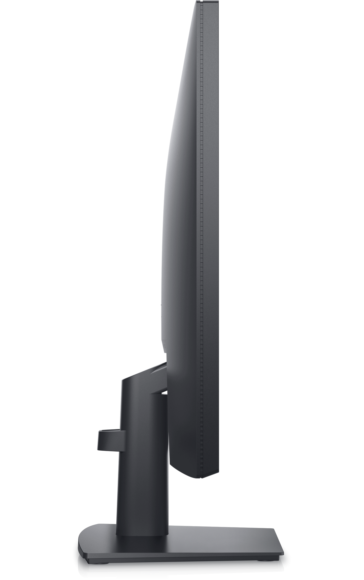 Angled perspective of Dell E2723HN highlighting the sturdy compact stand
