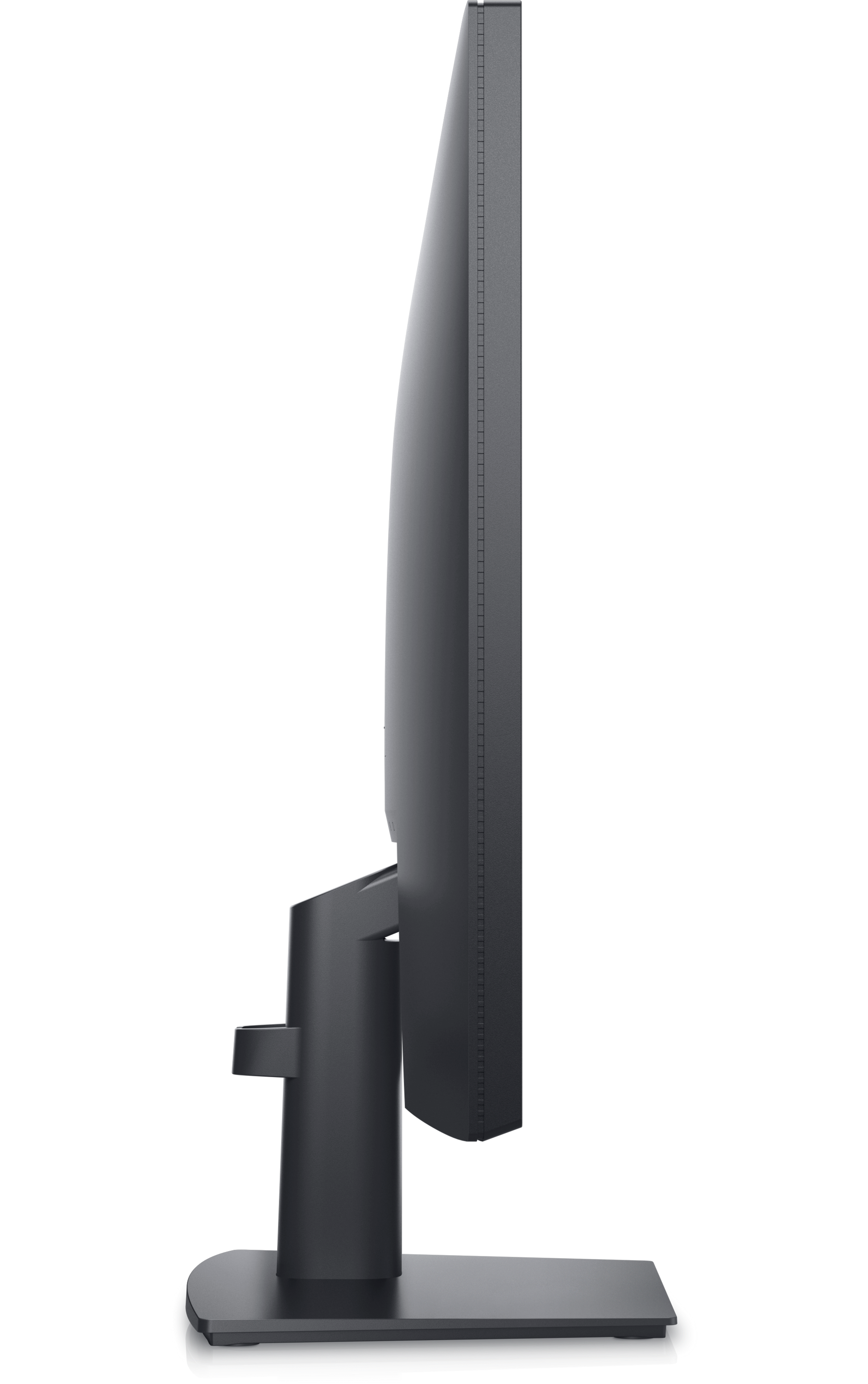 Angled perspective of Dell E2723HN highlighting the sturdy compact stand
