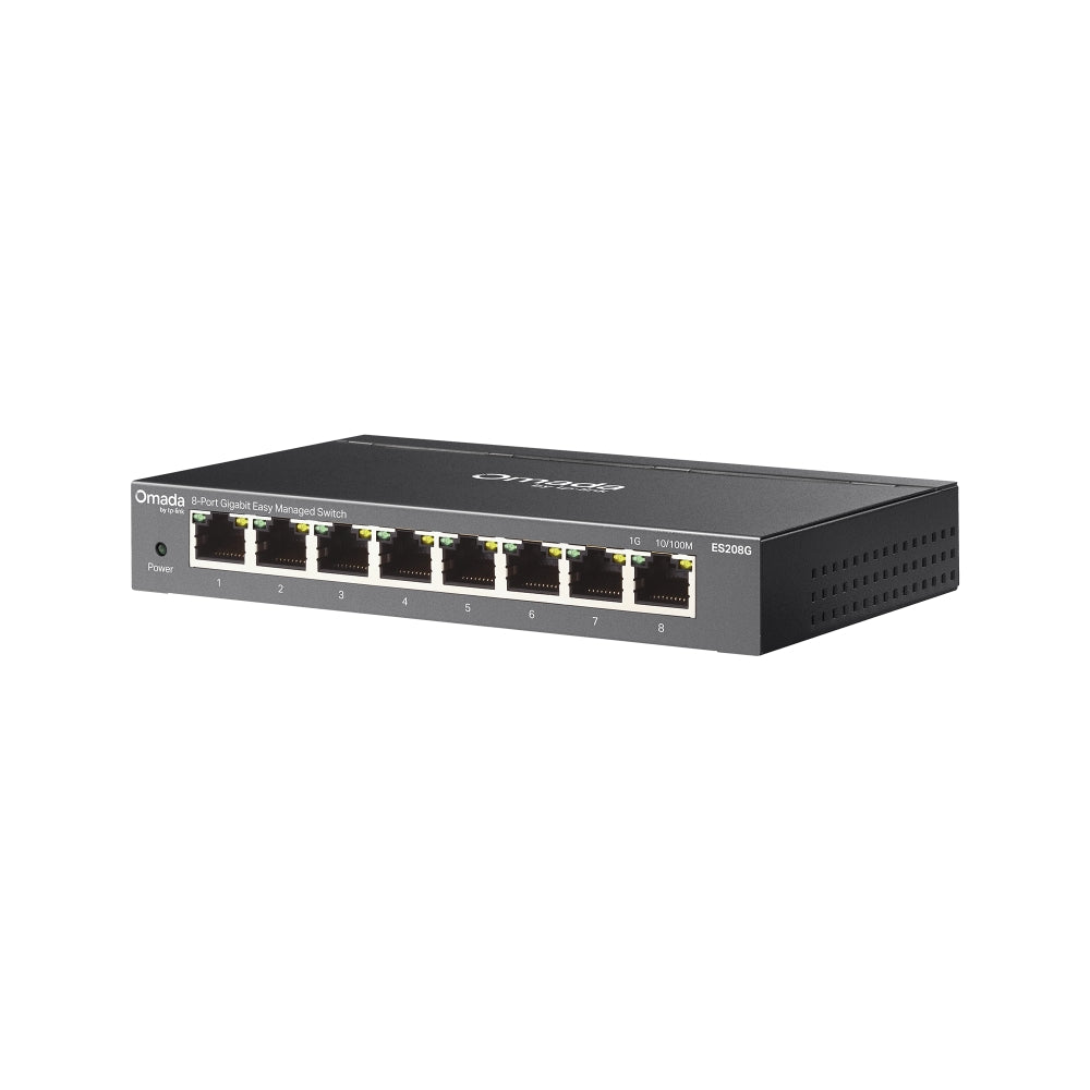TP-Link Omada ES208G 8-Port Gigabit Easy Managed Switch — Fanless | VLAN | QoS | Omada Cloud | Metal