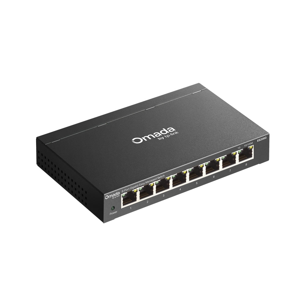 TP-Link Omada ES208G 8-Port Gigabit Easy Managed Switch — Fanless | VLAN | QoS | Omada Cloud | Metal