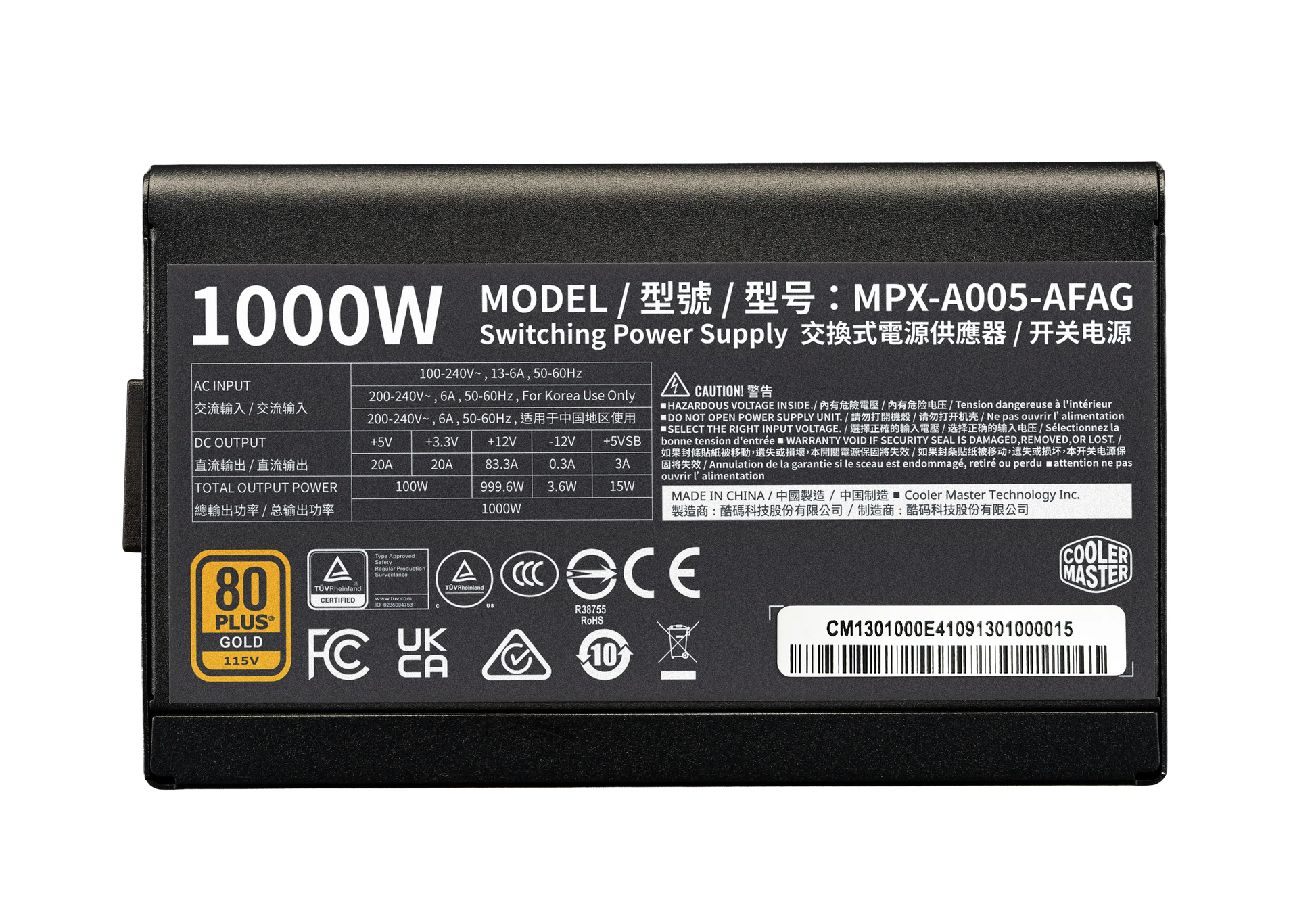 Cooler Master Elite Gold 1000W Fully Modular ATX 3.1 Power Supply — All-Japanese Capacitors | 80 PLUS Gold | RTX 50 Ready