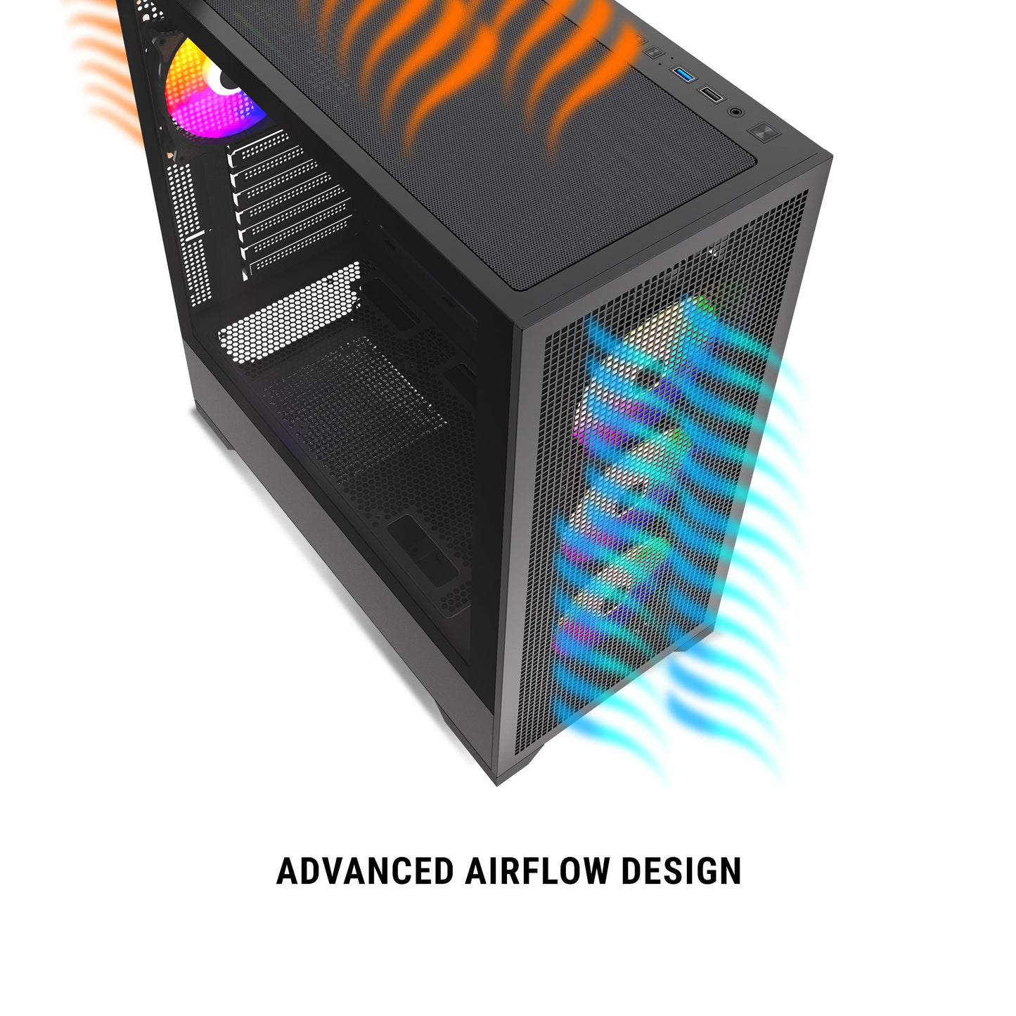 Ant Esports EVO 360 Mid-Tower E-ATX / ATX / Micro-ATX / Mini-ITX Gaming Cabinet — Black (4× 120mm ARGB Fans)
