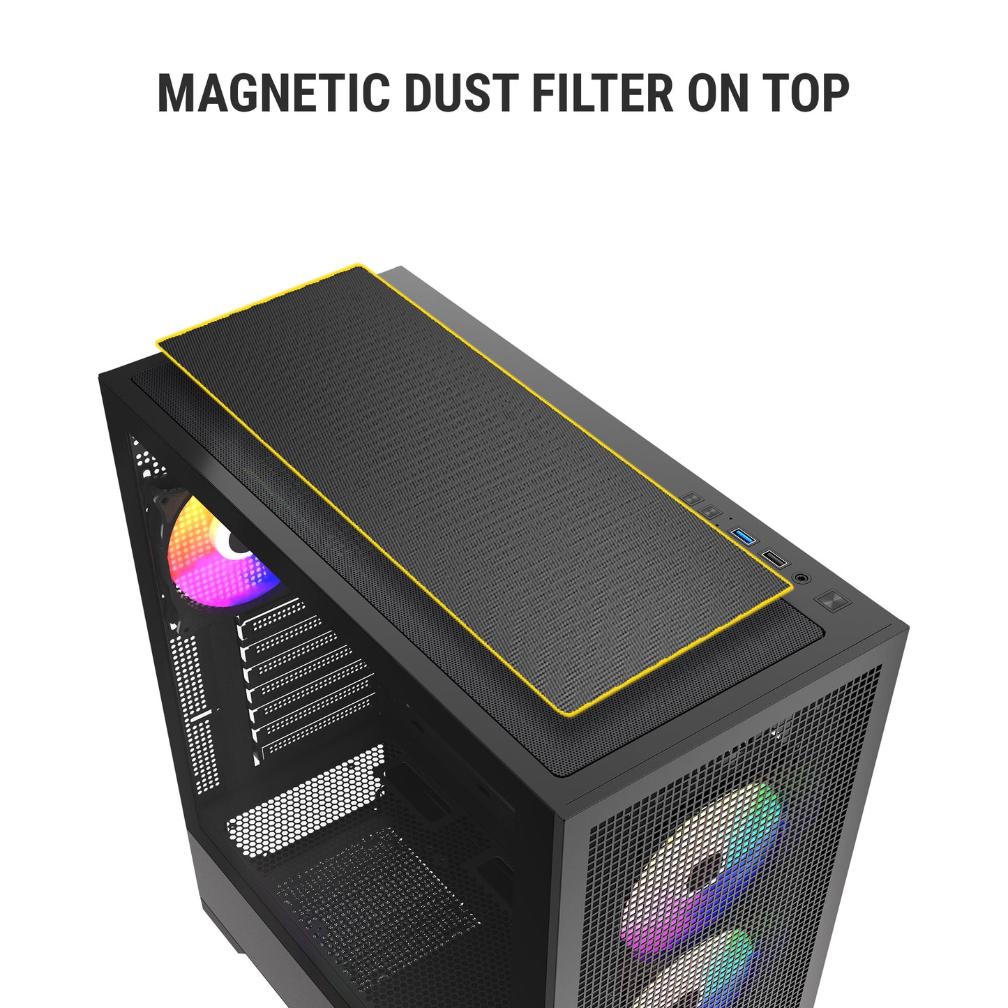 Ant Esports EVO 360 Mid-Tower E-ATX / ATX / Micro-ATX / Mini-ITX Gaming Cabinet — Black (4× 120mm ARGB Fans)