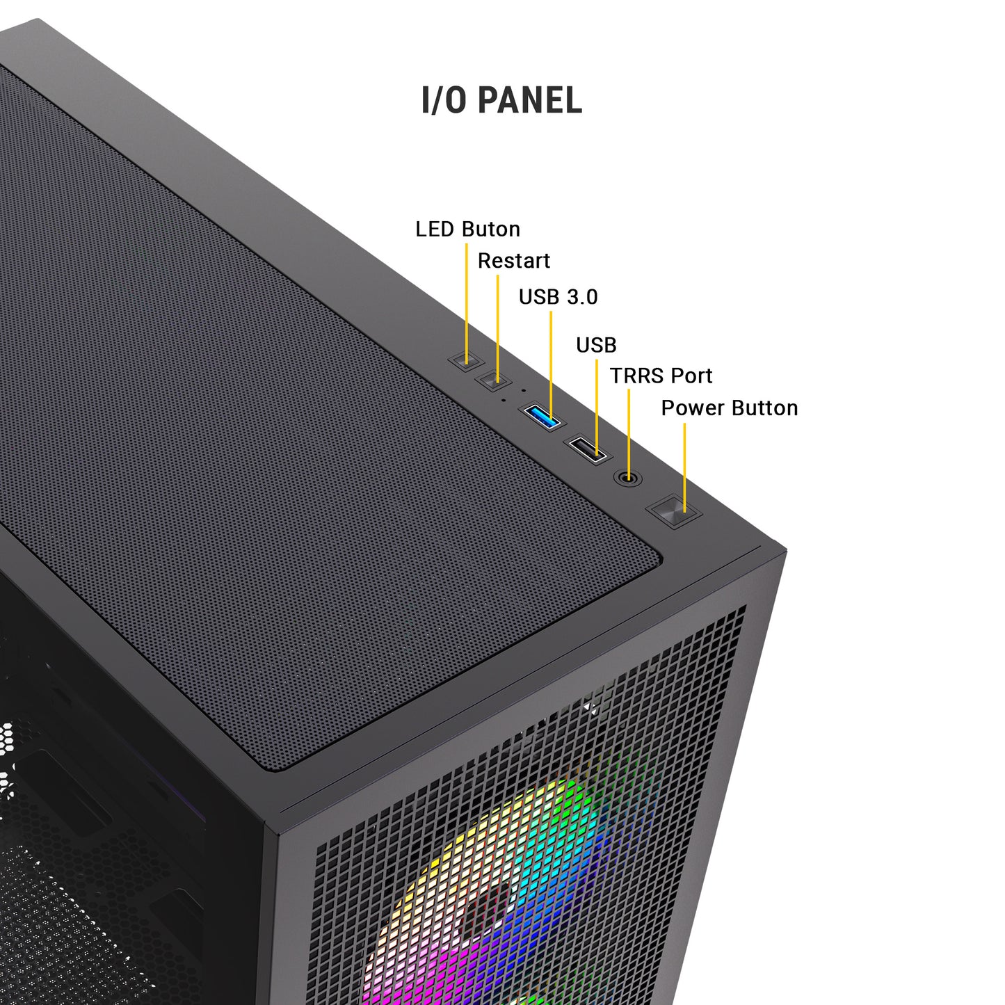 Ant Esports EVO 360 Mid-Tower E-ATX / ATX / Micro-ATX / Mini-ITX Gaming Cabinet — Black (4× 120mm ARGB Fans)