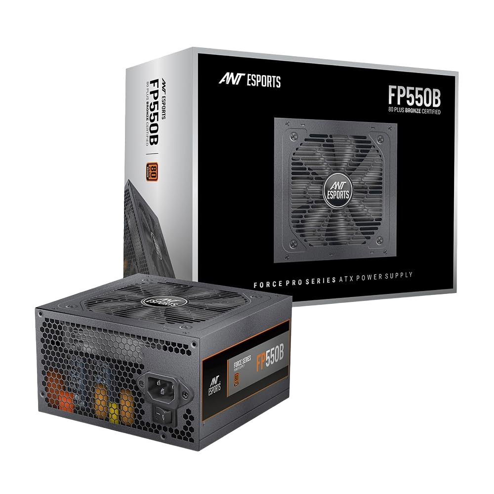 Ant Esports FP550B Force Series 550W 80 Plus Bronze Non-Modular Gaming Power Supply — Active PFC | Flat Black Cables | Silent Fan