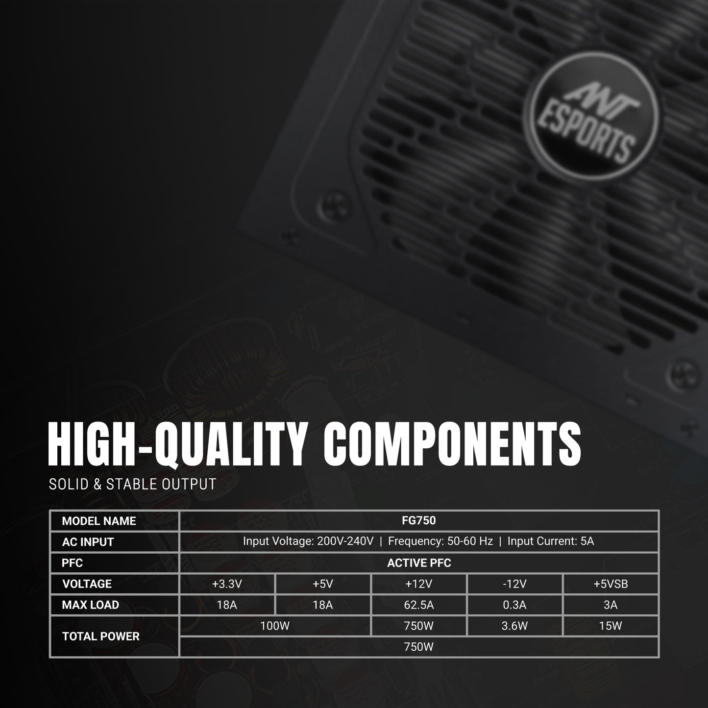 Ant Esports FG750 Power Supply