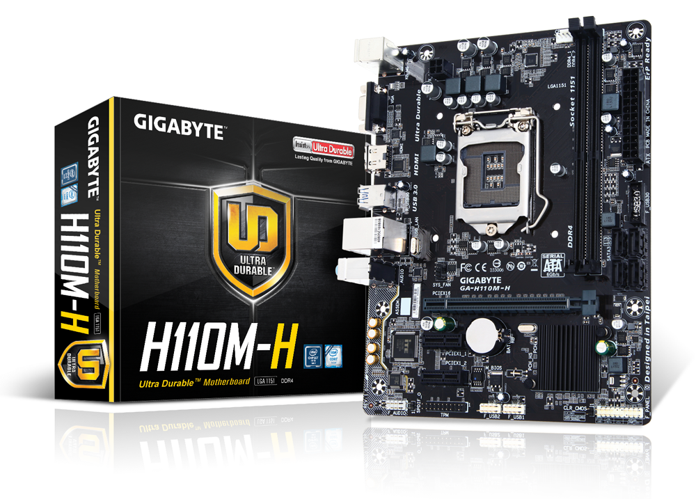 Gigabyte GA-H110M H Motherboard front view with LGA1151 socket