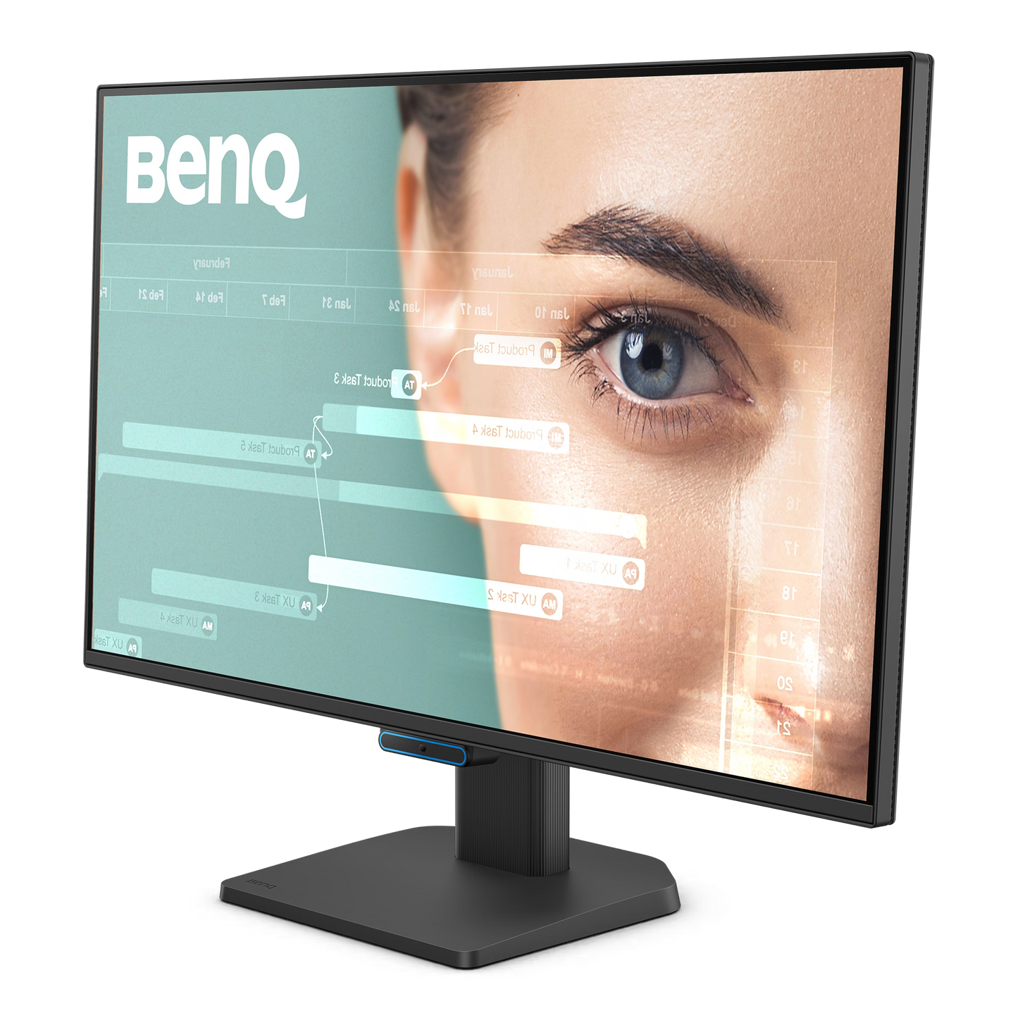 Full frontal view of the BenQ GW2790C monitor showcasing the large 1080p IPS display and 99% sRGB color gamut for vivid office visuals.
