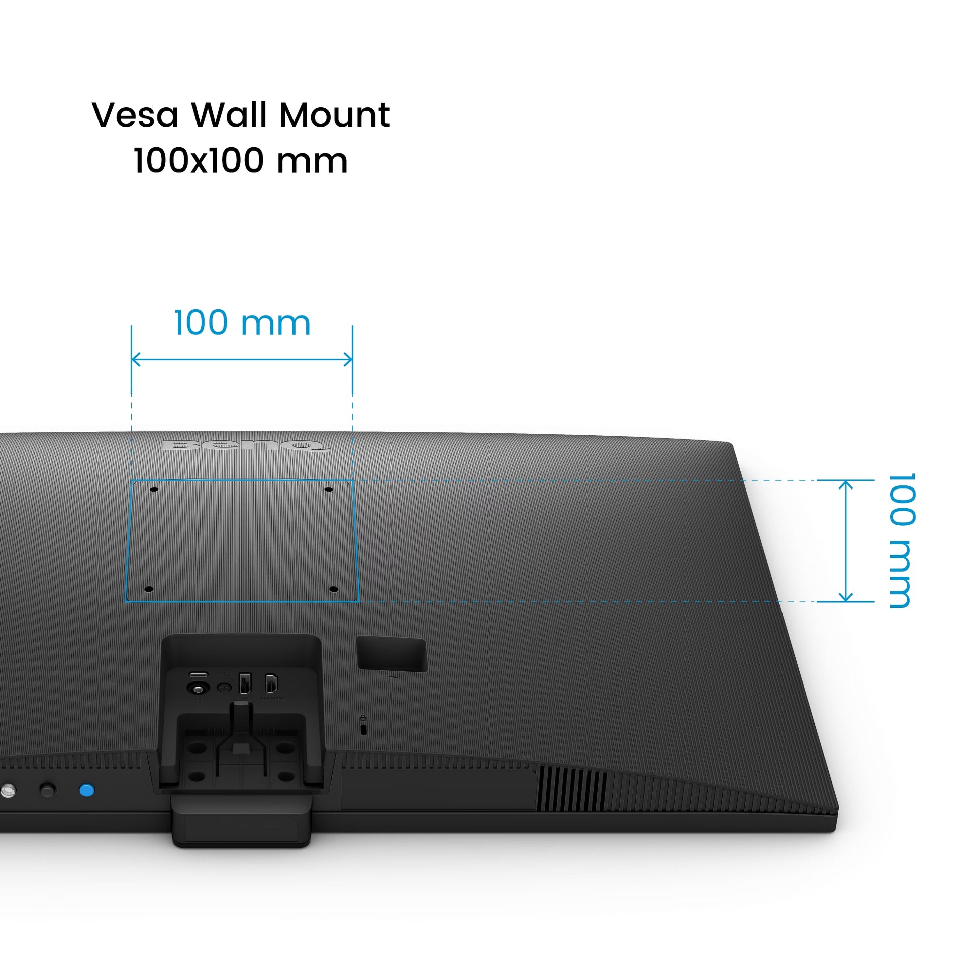 Detailed shot of the BenQ GW2790C connectivity hub featuring USB-C with Power Delivery and HDMI ports for single-cable laptop docking.
