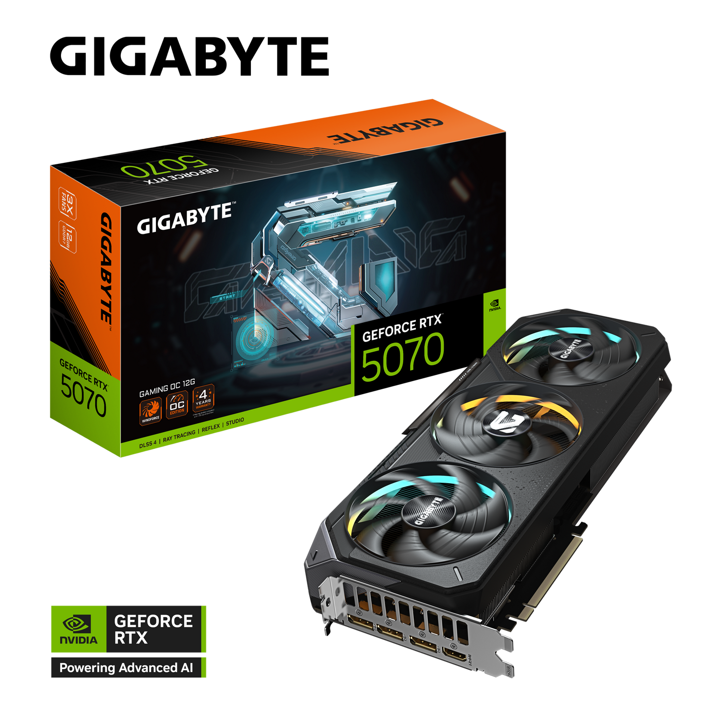 High-Resolution Product Image of Gigabyte RTX 5070 Gaming OC 12G