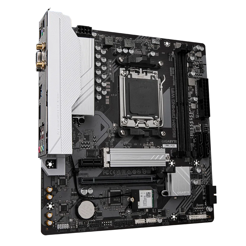Gigabyte B650M Gaming Wi-Fi Motherboard showing board layout