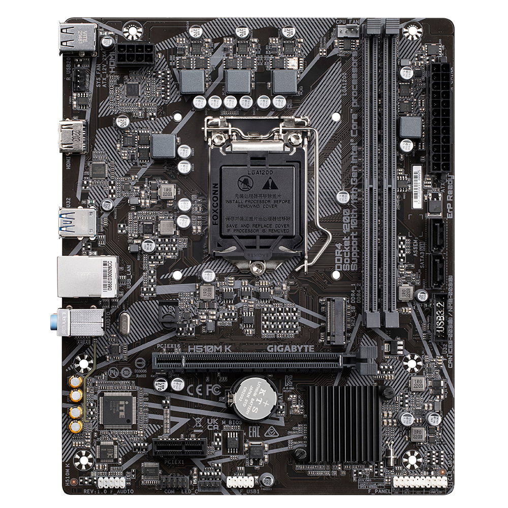Gigabyte H510M K Motherboard RAM slots and chipset design