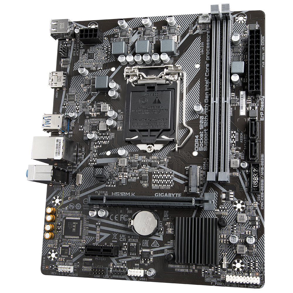 Gigabyte H510M K Motherboard rear I/O ports and connectivity options