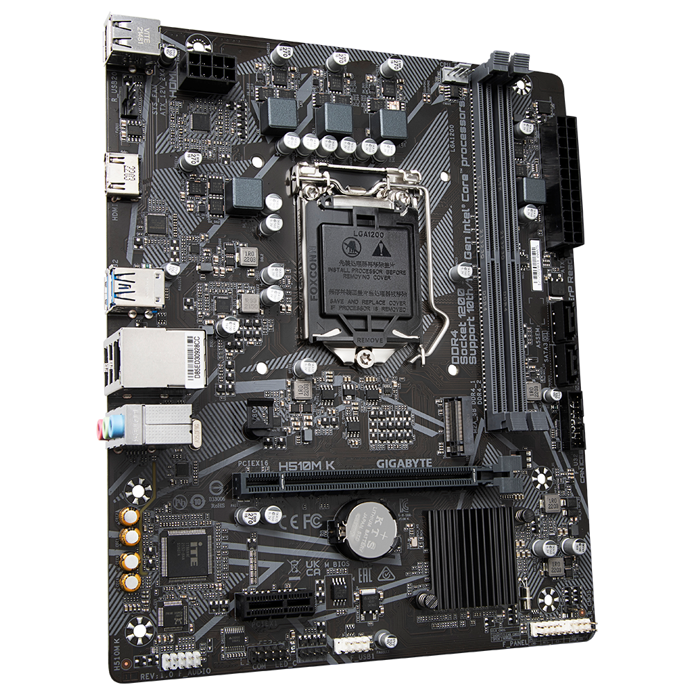 Gigabyte H510M K Motherboard full layout with PCIe slot and expansion support