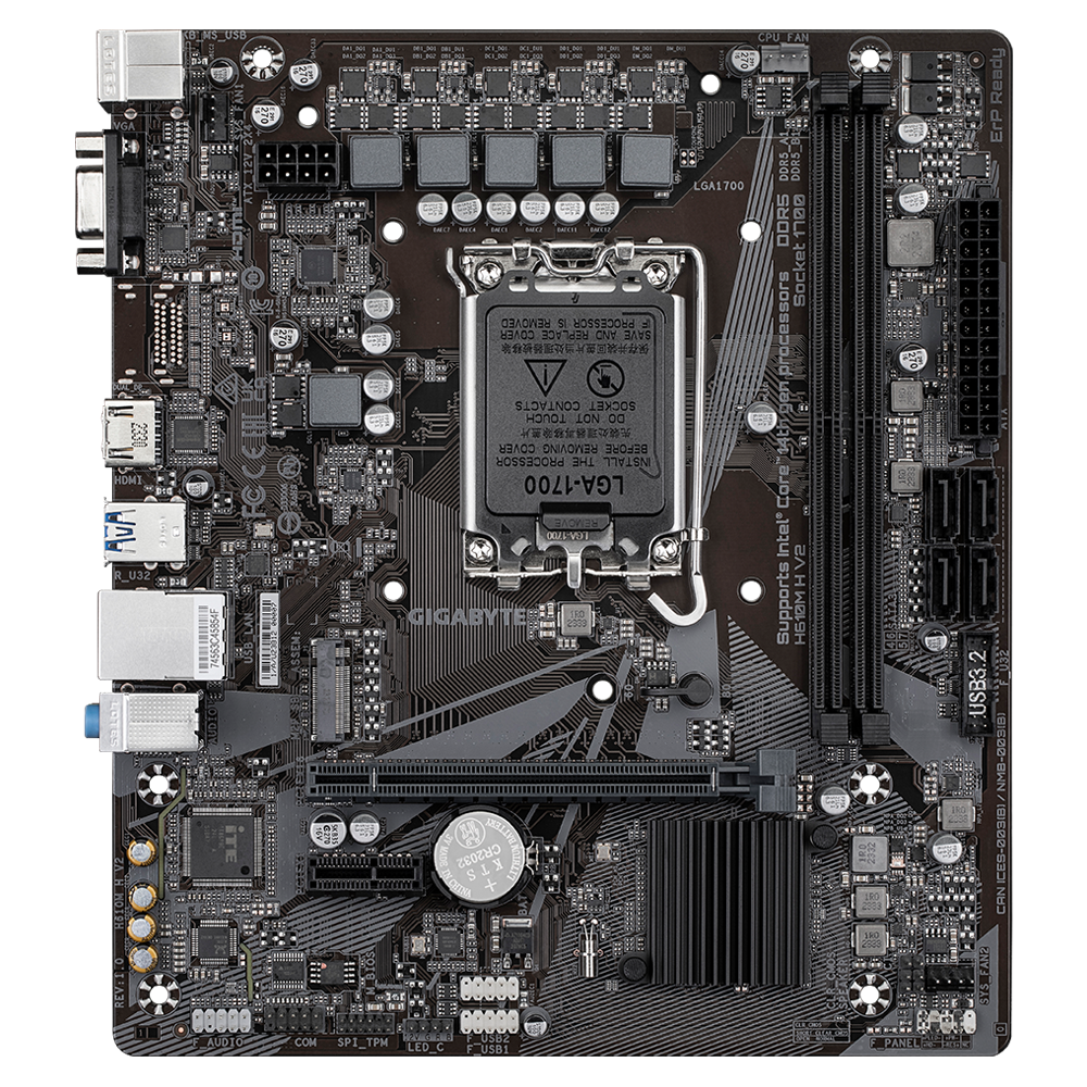 Gigabyte H610M H V2 Motherboard showing DDR4 RAM slots and chipset