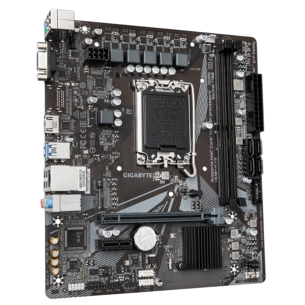 Gigabyte H610M H V2 Motherboard rear I/O ports with HDMI USB and LAN connectivity