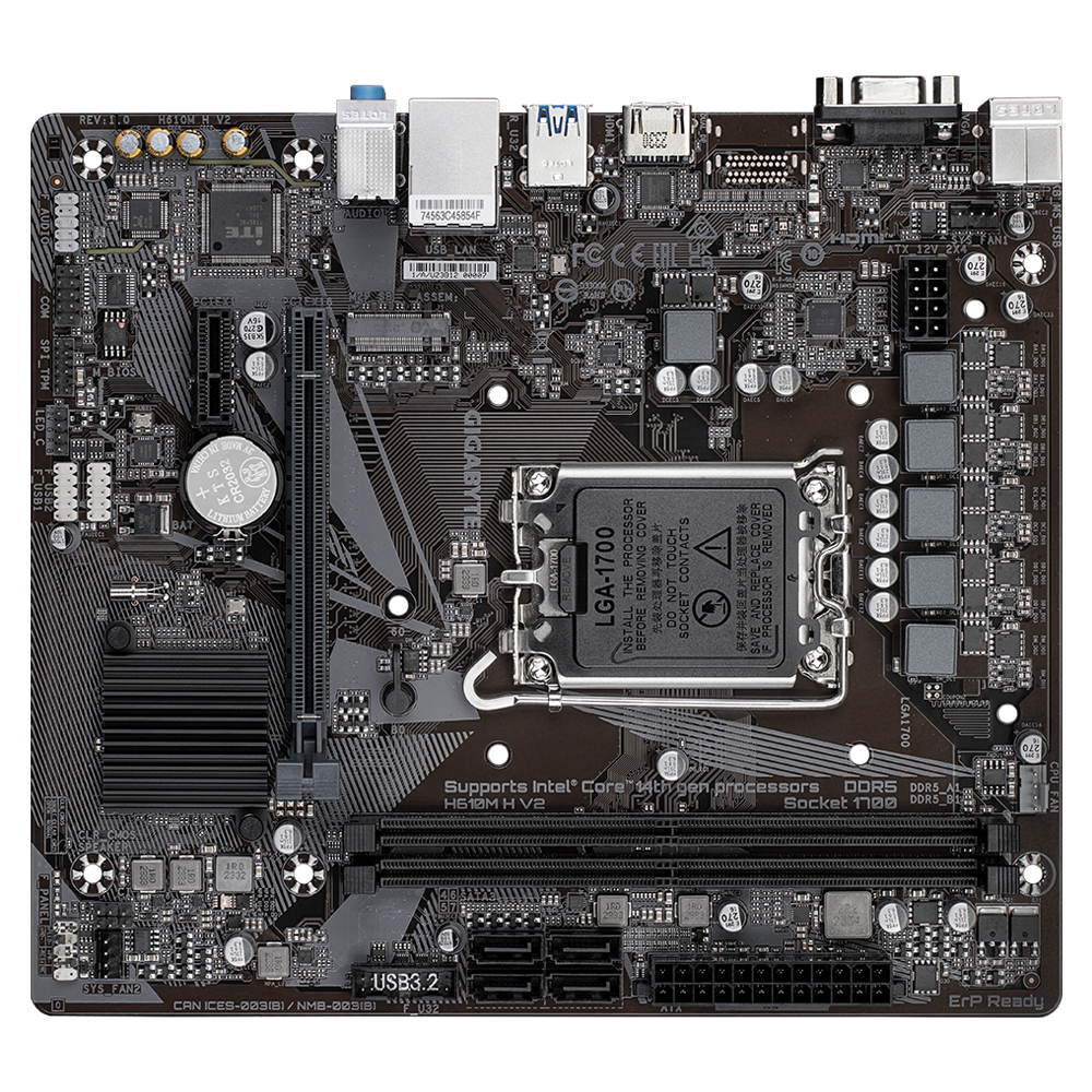 Gigabyte H610M H V2 Motherboard with PCIe slot and expansion support
