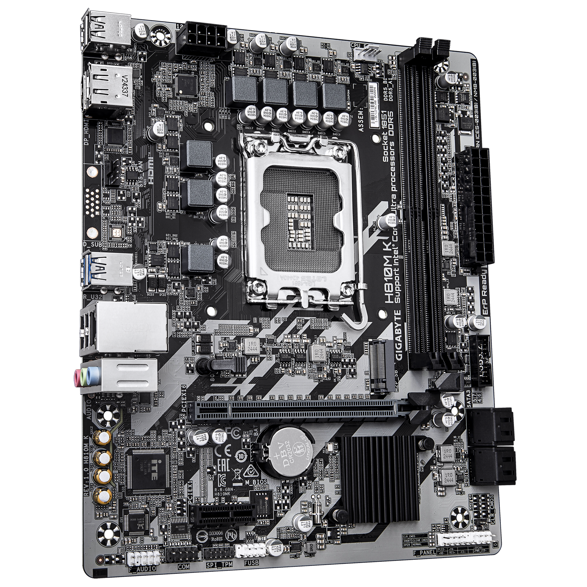 Gigabyte H810M K Motherboard rear I/O ports with USB HDMI and LAN connectivity
