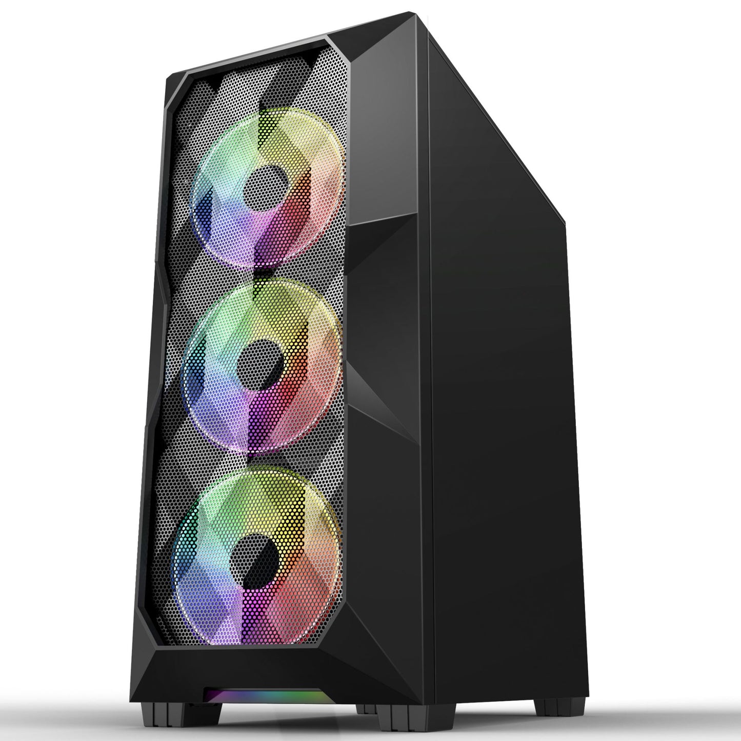 Ant Esports ICE-300 Mesh Mid-Tower ATX / Micro-ATX / Mini-ITX Gaming Cabinet – Black (4× 120mm Static RGB Fans)