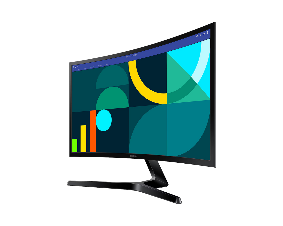 Samsung S3 Essential Monitor 24" FHD 1800R Curved 100Hz VA — Eye Saver Mode | Game Mode | Flicker Free | HDMI + D-Sub | TÜV Certified (LS24D368GAWXXL)
