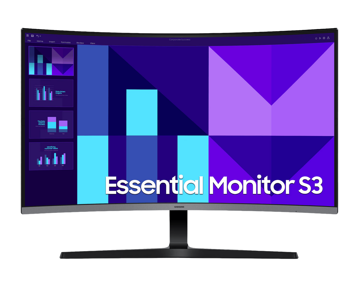 Samsung S3 S39GD Essential Monitor 32" FHD 1500R Curved 100Hz VA — Eye Saver Mode | Game Mode | Flicker Free | HDMI + D-Sub | 59% Recycled Plastic (LS32D390GAWXXL)