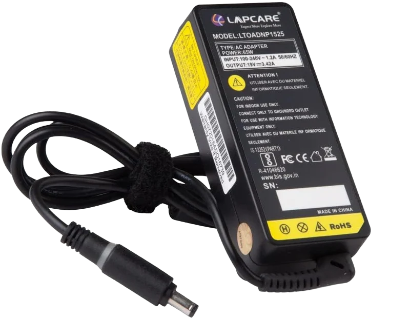 Lapcare Compatible Laptop Adapter for Toshiba 65W (LTOADNP1525) — 19V/3.42A | 5.5×2.5mm | 1.2m Cable | 390g | Over-Current & Short-Circuit Protected | 1-Year Warranty