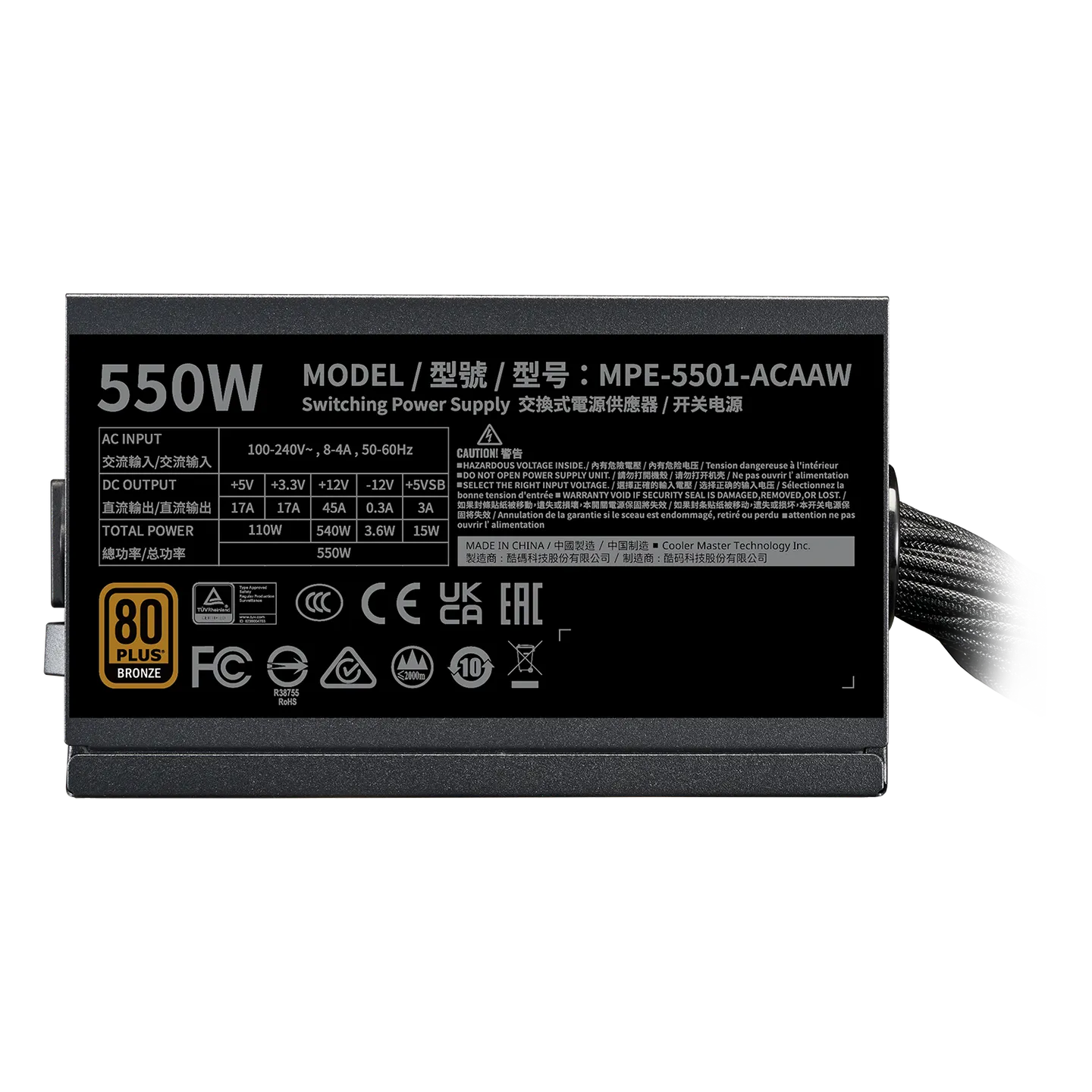 CoolerMaster MWE Bronze 550 V3 Power Supply