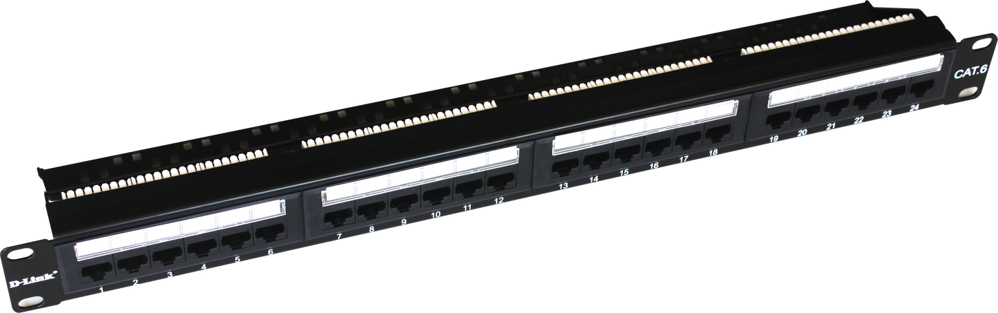 D-Link Cat6 UTP Loaded Patch Panel — 24 Port / 48 Port | 1U / 2U | Black | NPP-C61BLK241 / NPP-C61BLK481