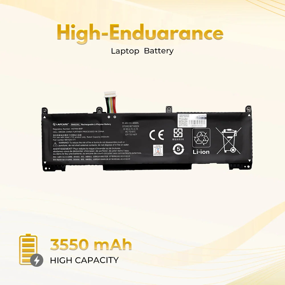 Lapcare Compatible Laptop Battery for HP ProBook 430/440/450/650 G8 (RH03XL) — 11.4V | 3550mAh | 40.47Wh | 3-Cell Li-polymer | Internal | 1-Year Warranty