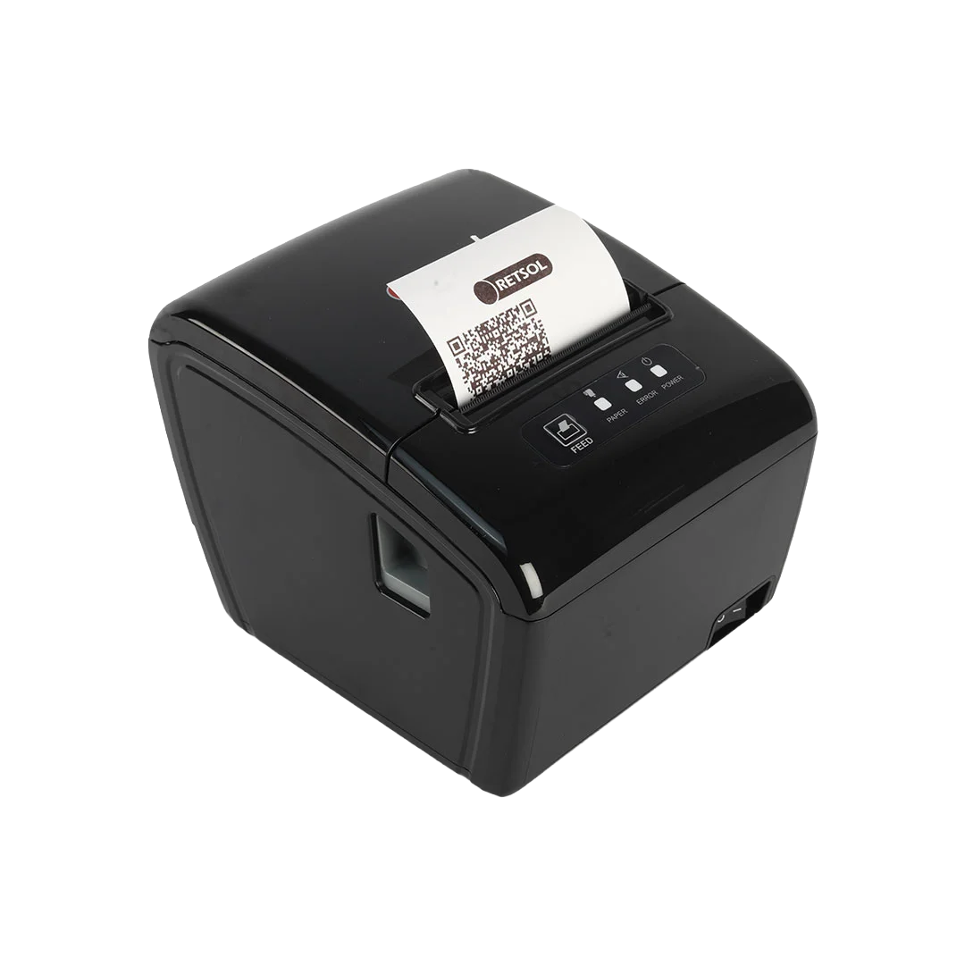 Retsol RTP-82UE 3-Inch Direct Thermal Receipt Printer — 203 DPI | 230mm/s | USB + LAN | ESC/POS | Auto Cutter | Wall Mount | Drop-In Loading | Windows / Linux / Android / iOS | 1-Year Warranty