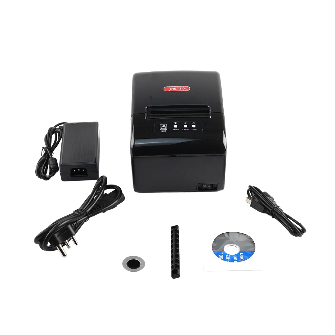 Retsol RTP-82UE 3-Inch Direct Thermal Receipt Printer — 203 DPI | 230mm/s | USB + LAN | ESC/POS | Auto Cutter | Wall Mount | Drop-In Loading | Windows / Linux / Android / iOS | 1-Year Warranty